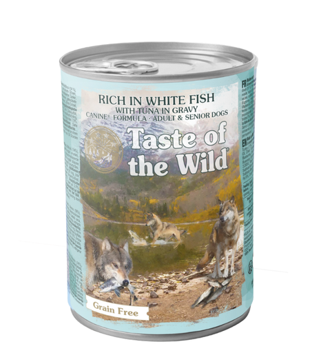 [074198615728] Taste of the Wild Rich in White Fish with Tuna in Gravy – 390g (1 Can)