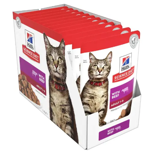 [052742210612] Hill's Science Plan Feline Adult Beef Pouch 85g  (12 Pouch)