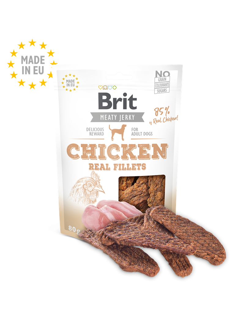 Brit Meaty Jerky - Real Chicken Fillets Dog Treats - 80g