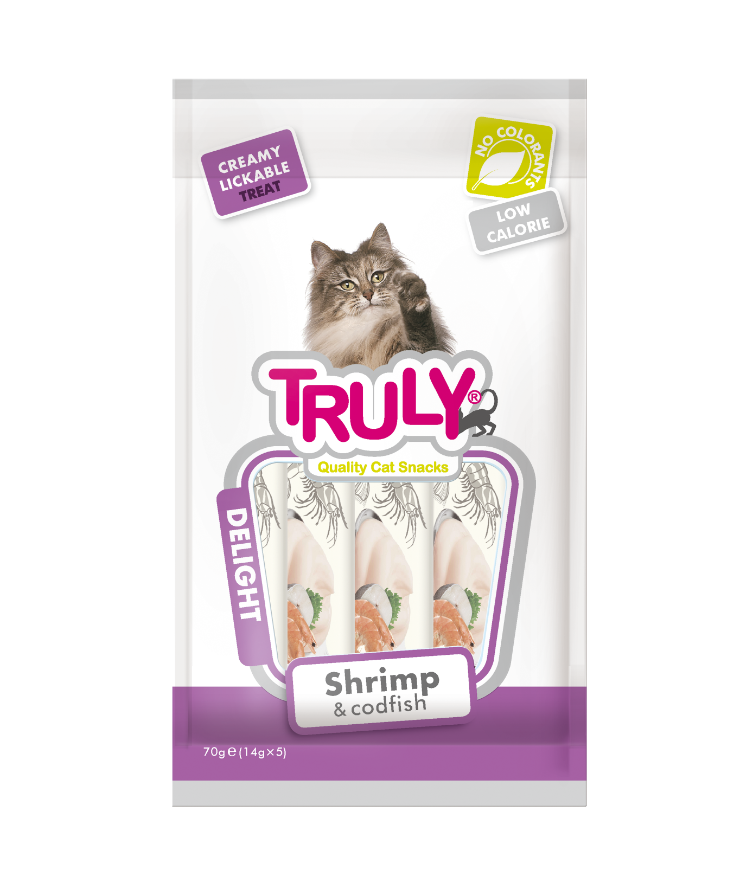 Truly Creamy Lickable Cat Treats – Shrimp & Codfish (70g)