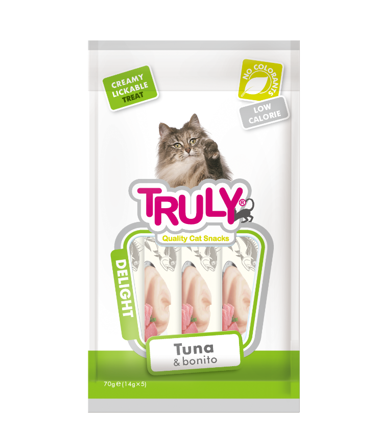 ترولي مكافآت قطط كريمية قابلة للعق – تونة وبونيتو (٧٠غ)