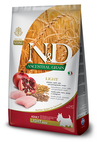 Farmina N&D Ancestral Grain Canine - Chicken & Pomegranate Light Adult Mini 2.5 kg