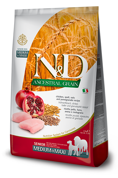 [8010276036414] Farmina N&D Ancestral Grain Canine - Chicken & Pomegranate Senior Medium/Maxi 2.5 kg