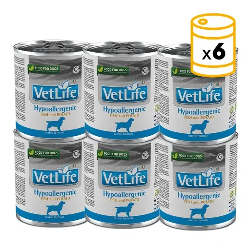 [8606014103953] Farmina VetLife Canine - Hypoallergenic Fish & Potato Canned 300g (6  علب)