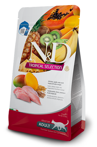 [8010276042187] Farmina N&D Tropical Selection Feline - Chicken, Spelt, Oats & Tropical Fruits Adult 10 kg
