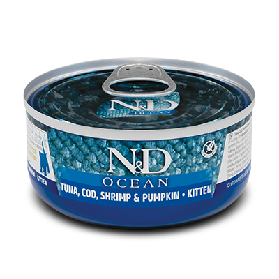 Farmina N&D Ocean Feline - Tuna, Cod, Shrimp & Pumpkin Canned Kitten 70g