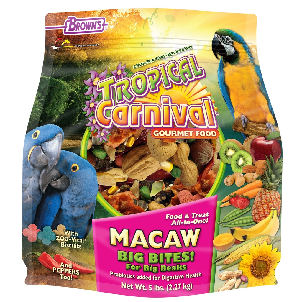 [042934446851] Browns Tropical Carnival Gourmet Big Bites Macaw Food (٥  أرطال)