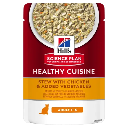 [052742027524] Hill’s Science Plan Feline Adult Healthy Cuisine Stew Chicken & Added Vegetables 80g (1 Pouch)