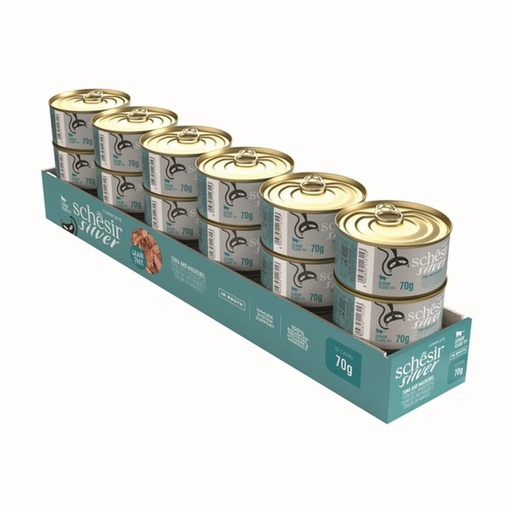 [8005852913135] Schesir Silver Can for Cat Tuna and Mackerel in Broth 70g (12  علبة)