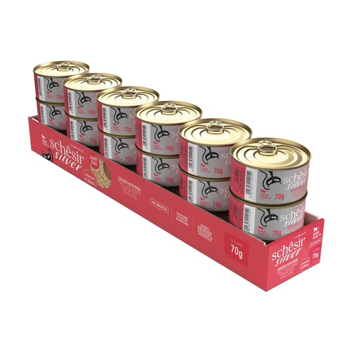 [8005852910134] Schesir Silver Can for Cat Chicken and Duck in Mousse & Fillets 70g  (12 Can)
