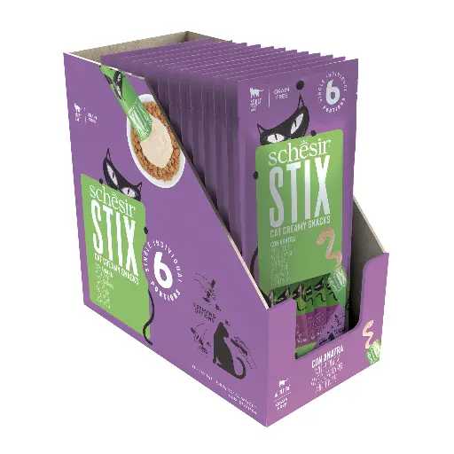 Schesir Stix Cat Creamy Snacks with Duck 6 X 15g (6 Bags)