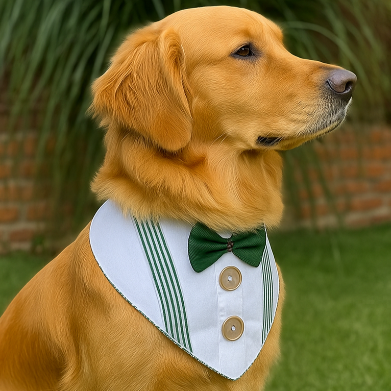 Pet Studio Formal Collar (Green &  White)