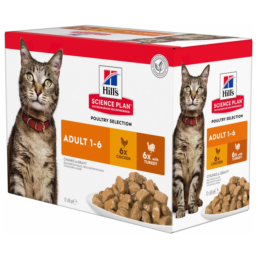 Hill's Science Plan Feline Adult Variety Pack – Pouches (Chicken & Turkey) 12 x 85g