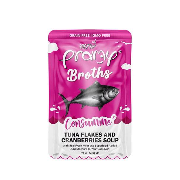 Pramy Tuna Flakes and Cranberries Soup For Cats 40g