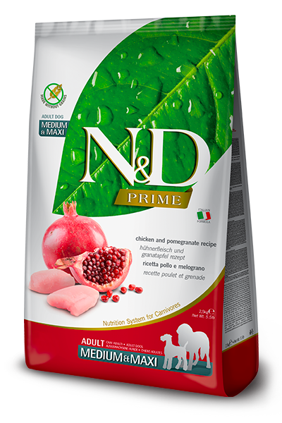 [8010276036049] Farmina N&D Prime Canine - Chicken & Pomegranate Adult Medium/Maxi (٢.٥  كيلوجرام)