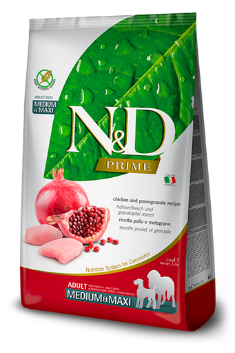 [8010276036056] Farmina N&D Prime Canine - Chicken & Pomegranate Adult Medium/Maxi (١٢  كيلوجرام)