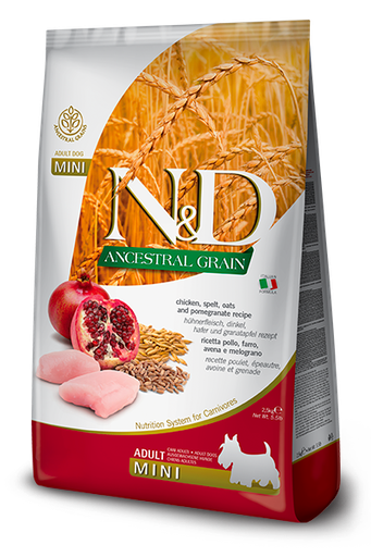 [8010276035073] Farmina N&D Ancestral Grain Canine - Chicken & Pomegranate Adult Mini (7 kg)