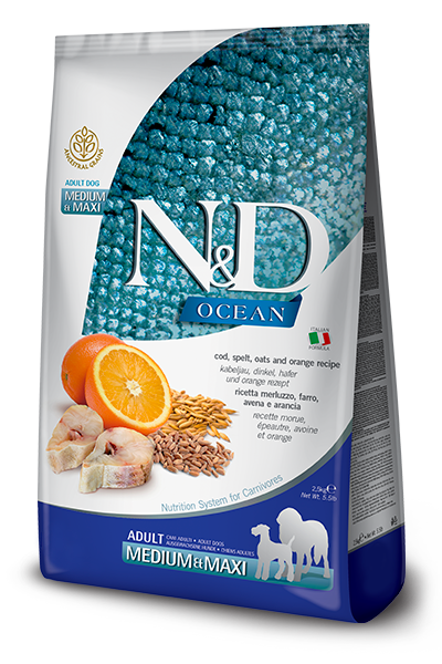 Farmina N&D Ocean Canine - Cod, Spelt, Oats & Orange Adult Medium/Maxi