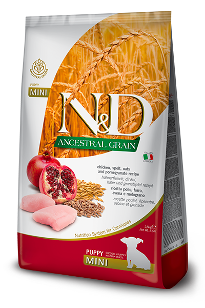[8010276035066] Farmina N&D Ancestral Grain Canine - Chicken, Spelt, Oats & Pomegranate Puppy Mini  (٧  كيلوجرام)