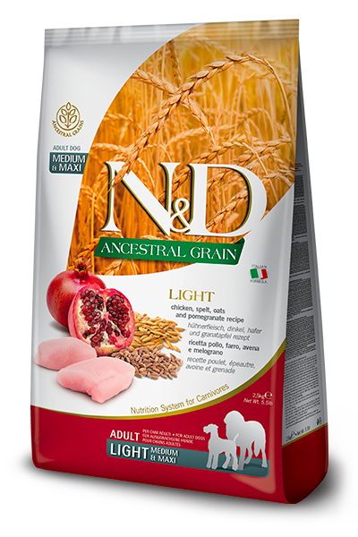 [8010276036346] Farmina N&D Ancestral Grain Canine - Chicken & Pomegranate Light Adult Medium/Maxi (٢.٥  كيلوجرام)
