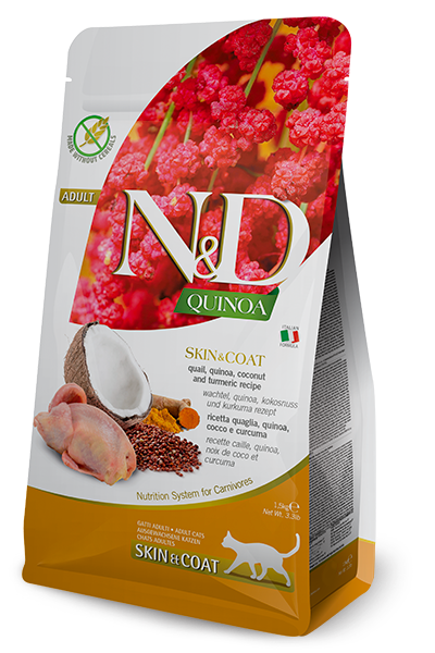 [8010276035783] Farmina N&D Quinoa Feline - Skin & Coat - Quail, Quinoa, Coconut & Turmeric Adult (300 gm)
