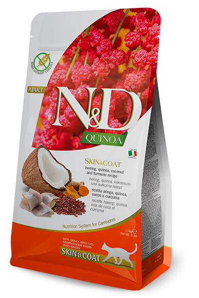 Farmina N&D Quinoa Feline - Skin & Coat - Herring, Quinoa, Coconut & Turmeric Adult