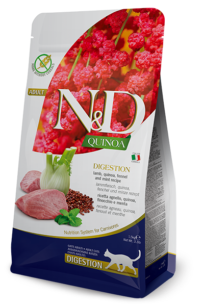 [8010276035745] Farmina N&D Quinoa Feline - Digestion, Lamb, Fennel & Mint Adult (٣٠٠  جرام)