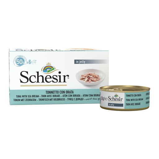 [8005852711267] Schesir Can For Cat Tuna And Seabream In Jelly 6x50g Per Pack 