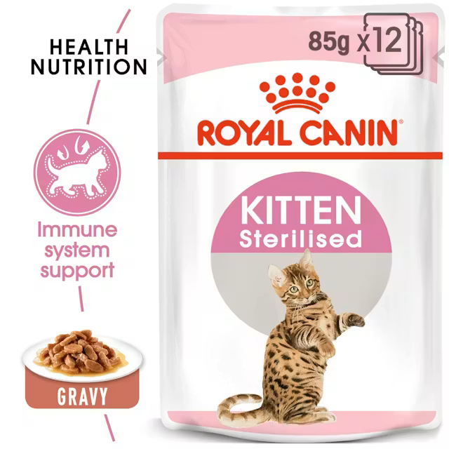 [9003579007136] Royal Canin Feline Pouch Kitten Sterilized in Gravy Formula  – 85g (1 Pouch)