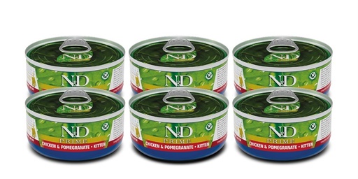 Farmina N&D Prime Feline - Chicken & Pomegranate Canned Kitten 70g (6  علب)