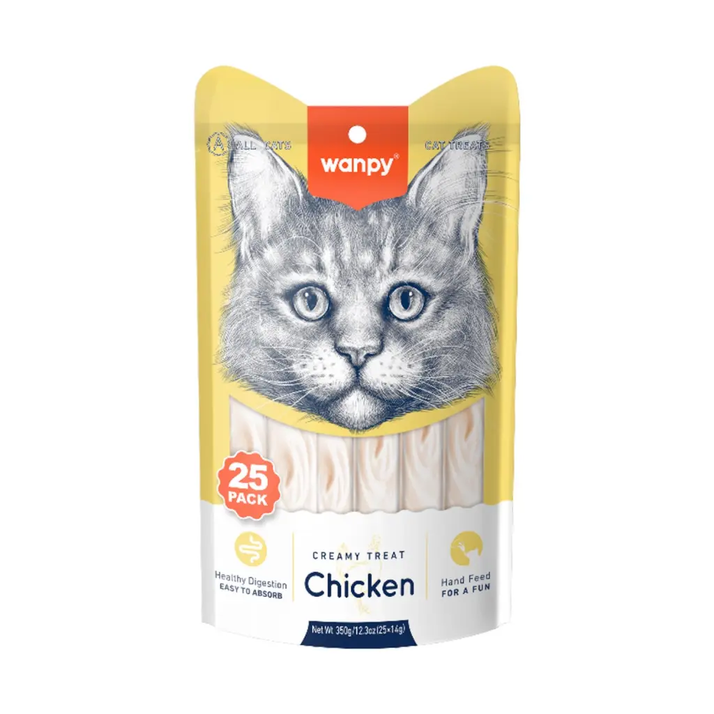 Wanpy Creamy Lickable Treats – Chicken (25 x 14g) – 350g 
