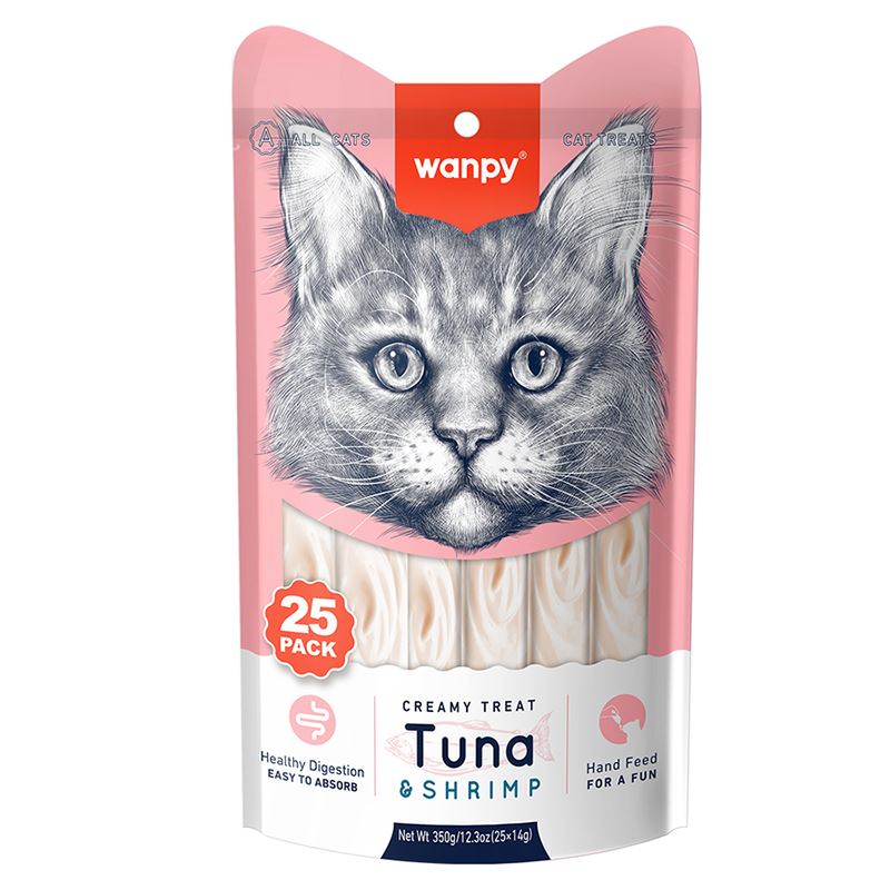 Wanpy Creamy Lickable Treats – Tuna  (25 x 14g) – 350g 
