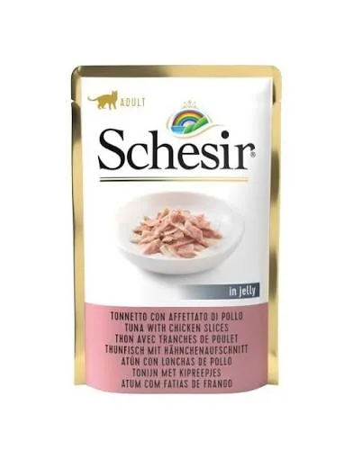 Schesir Pouch Tuna with Chicken Slices in Jelly For Adult Cat 85g 