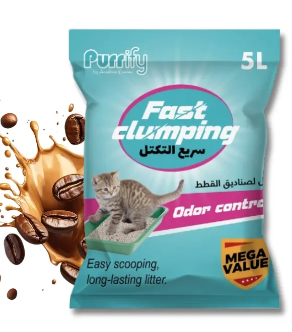 [6359346129468-Coffee] Purrify Fast Clumping Cat Litter 5 Liter - Coffee