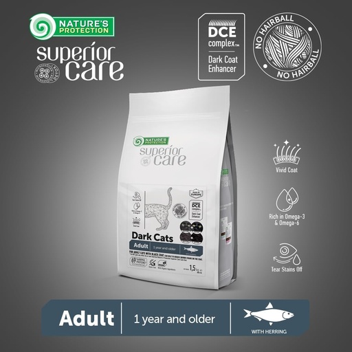 [4771317477804] Nature's Protection Superior Care – Cat – Dark Coat – Adult All Breeds – Herring (400 gm)
