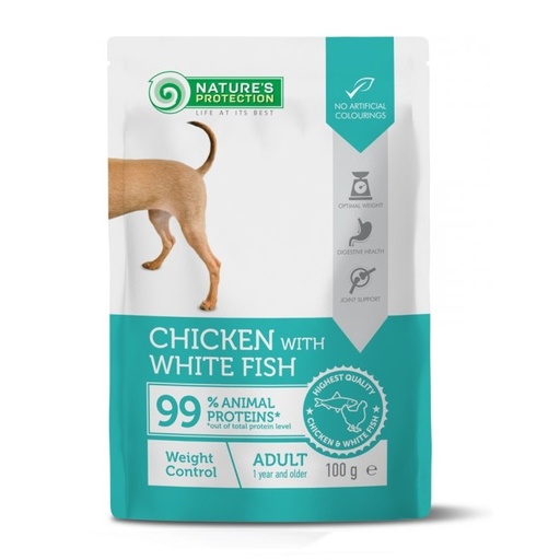 Nature's Protection Pouch – Dog – Weight Control Chicken & White Fish – 100g  (22 Pouch)