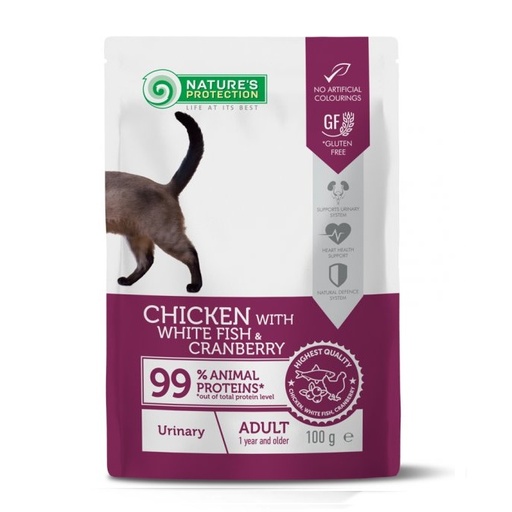 Nature's Protection Pouch – Cat – Urinary Chicken & White Fish  – 100g (22 Pouch)