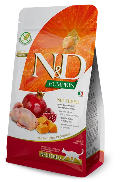 Farmina N&D Pumpkin Feline - Quail , Pumpkin & Pomegranate Neutered Adult