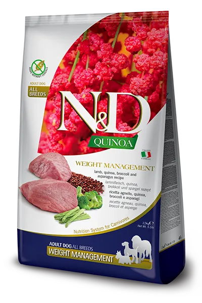 Farmina N&D Quinoa Canine - Weight Management - Lamb, Quinoa, Broccoli And Asparagus Adult  (٣٠٠  جرام)