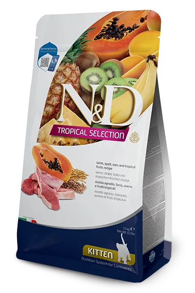 Farmina N&D Tropical Feline - Lamb, Spelt, Oats & Tropical Fruits Kitten (٣٠٠  جرام)