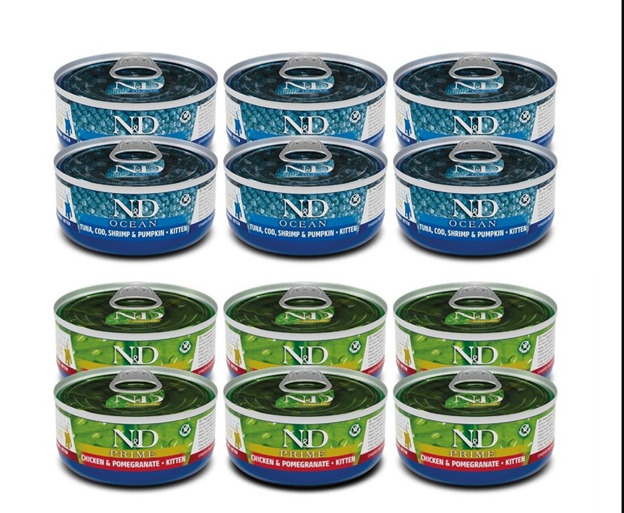 Farmina N&D Feline Kitten Variety Pack - Chicken & Tuna Canned 70g (6+6)