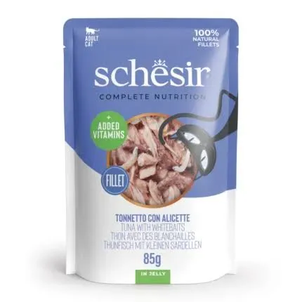 Schesir Pouch Tuna with Whitebaits in Jelly For Adult Cat 85g