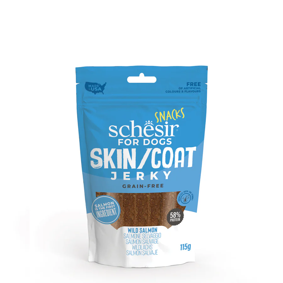 Schesir Dog Snack Jerky Salmon Skin 115G 