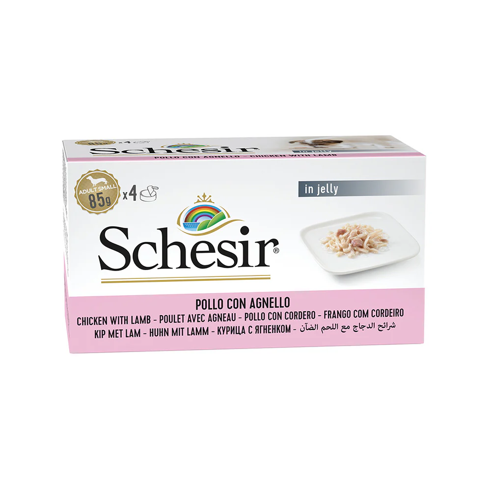 Schesir Can for Dog Chicken Fillets with Lamb In Jelly 4x85g Per Pack