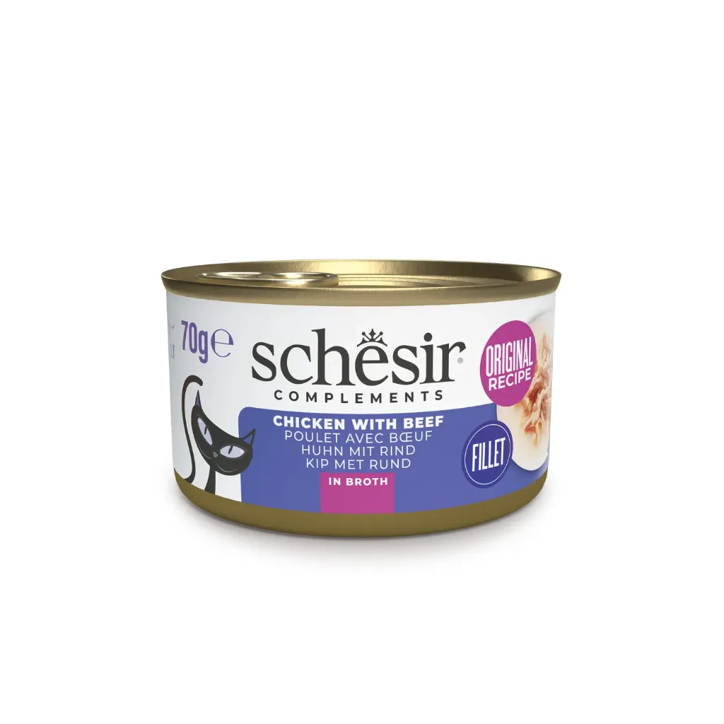 [8005852151834] Schesir Can for Cat Chicken with Beef In Broth 70g (1 Can)