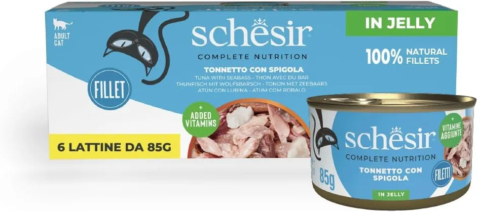 Schesir Can For Cat Tuna With Seabass In Jelly 6x85g Per Pack