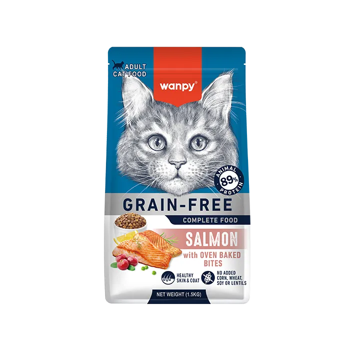 Wanpy Grain-Free Cats Dry Food (Oven Baked Bites) - Salmon