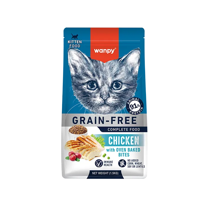 Wanpy Grain-Free Kitten Dry Food (Oven Baked Bites) - Chicken