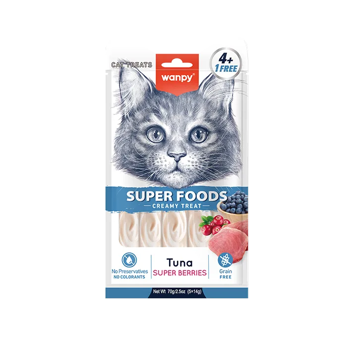 Wanpy Creamy Superfoods Treats – Tuna With Super Berries (5x14g) – 70g