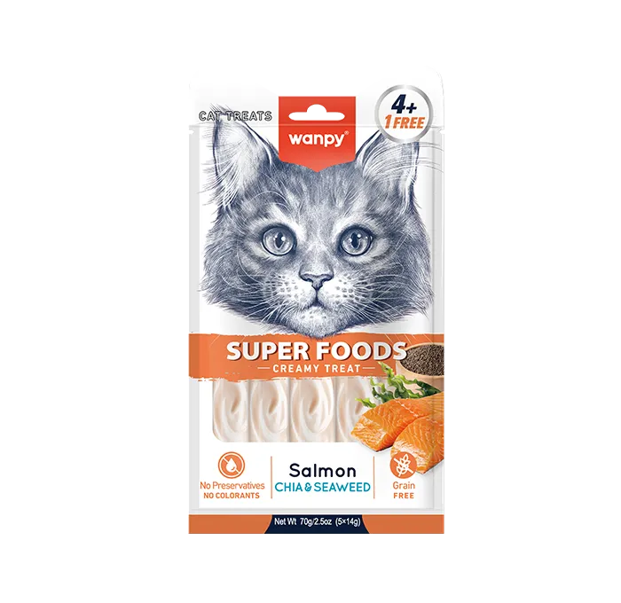 Wanpy Creamy Superfoods Treats – Salmon With Chia & Seaweed (5x14g) – 70g